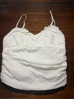 Zara Cream Smocked Spaghetti Strap Top